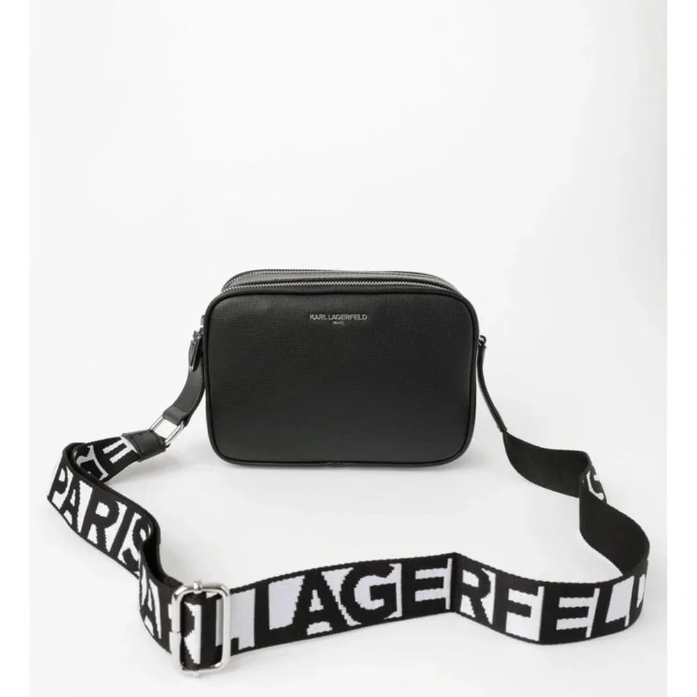 NEW! KARL LAGERFELD PARIS Maybelle Crossbody Logo Camera Bag | BLACK